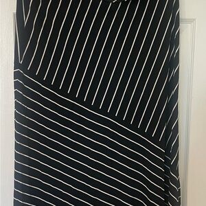 Matty M Asymmetrical Black and White Striped Skirt